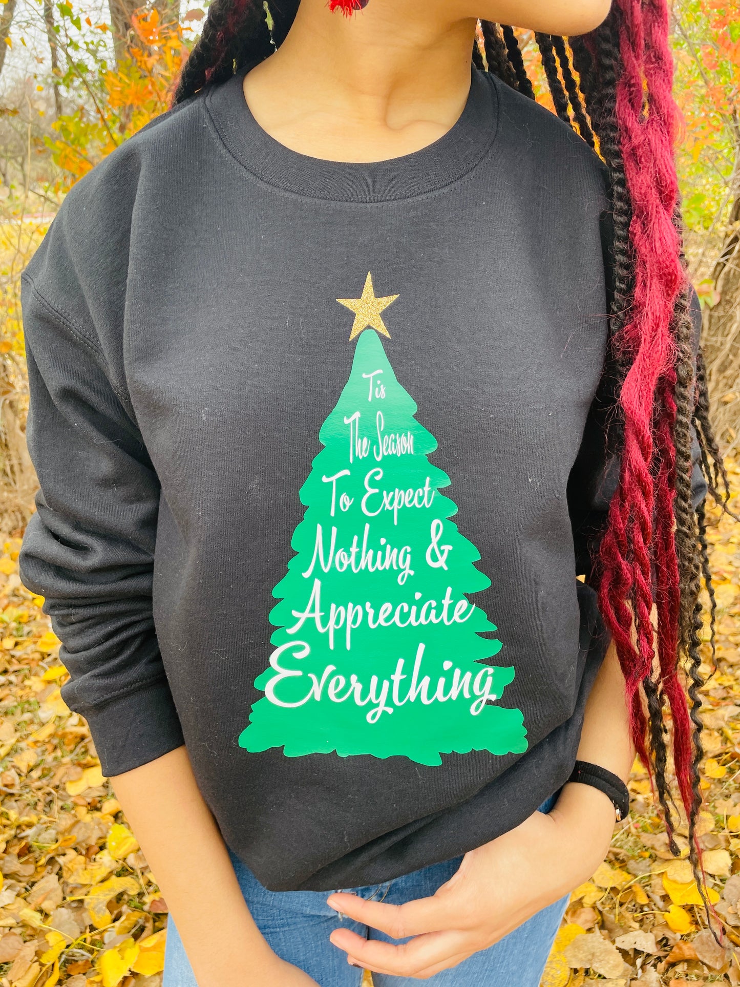 "Tis the Season" Black Holiday Crew Neck Sweatshirt