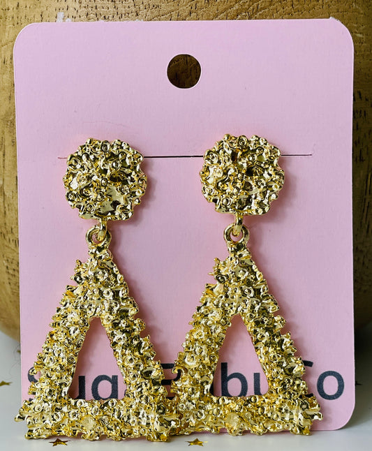 Gold Triangular Drop Earrings