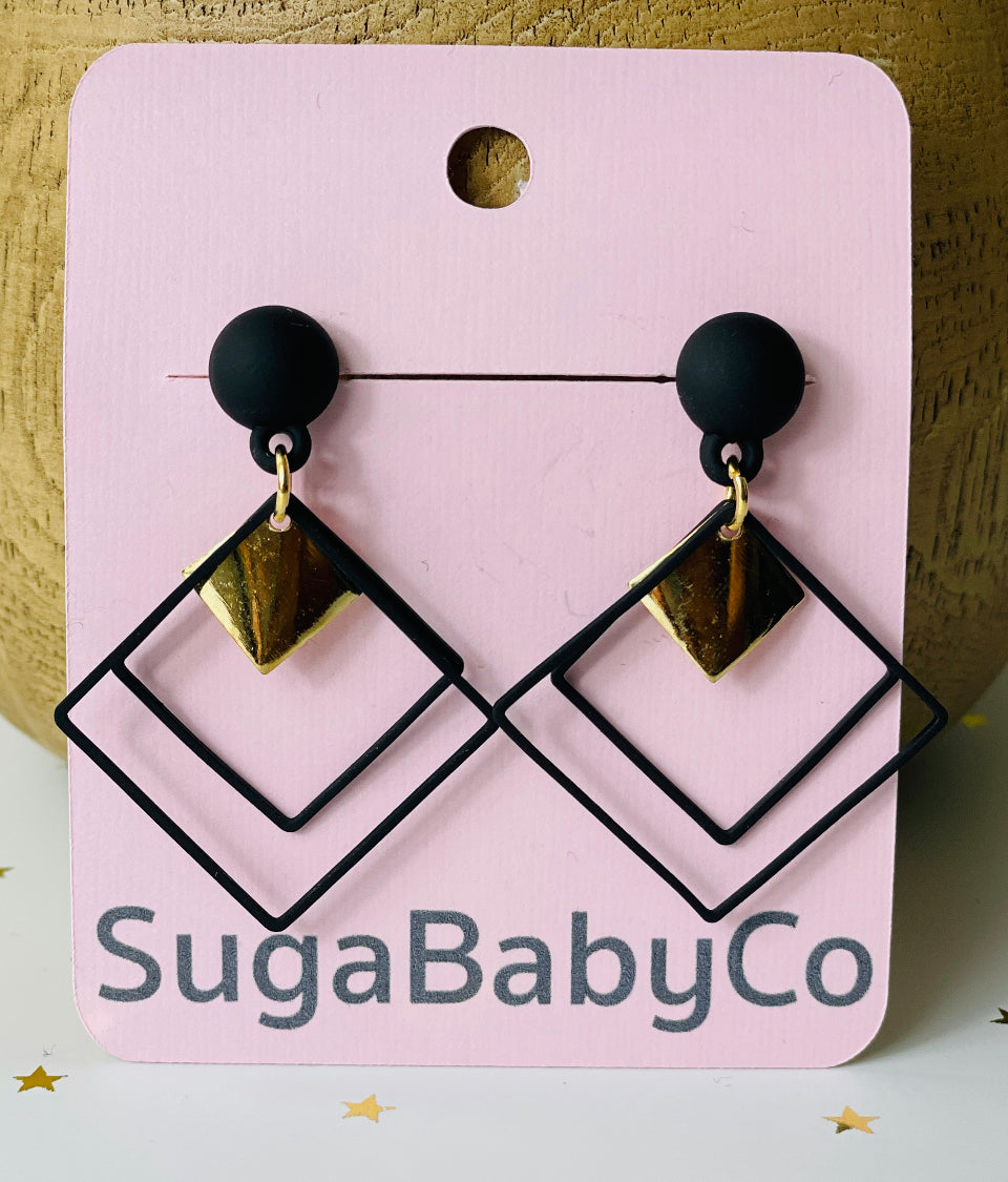 Black Diamond Drop Earrings