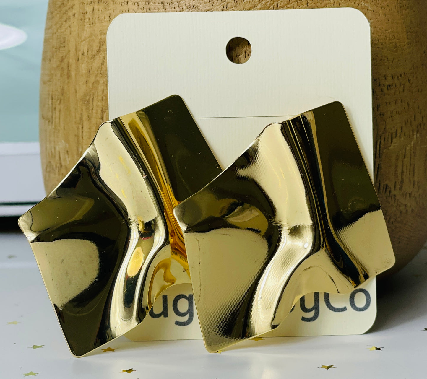 Gold Geometric Shaped Drop Earrings