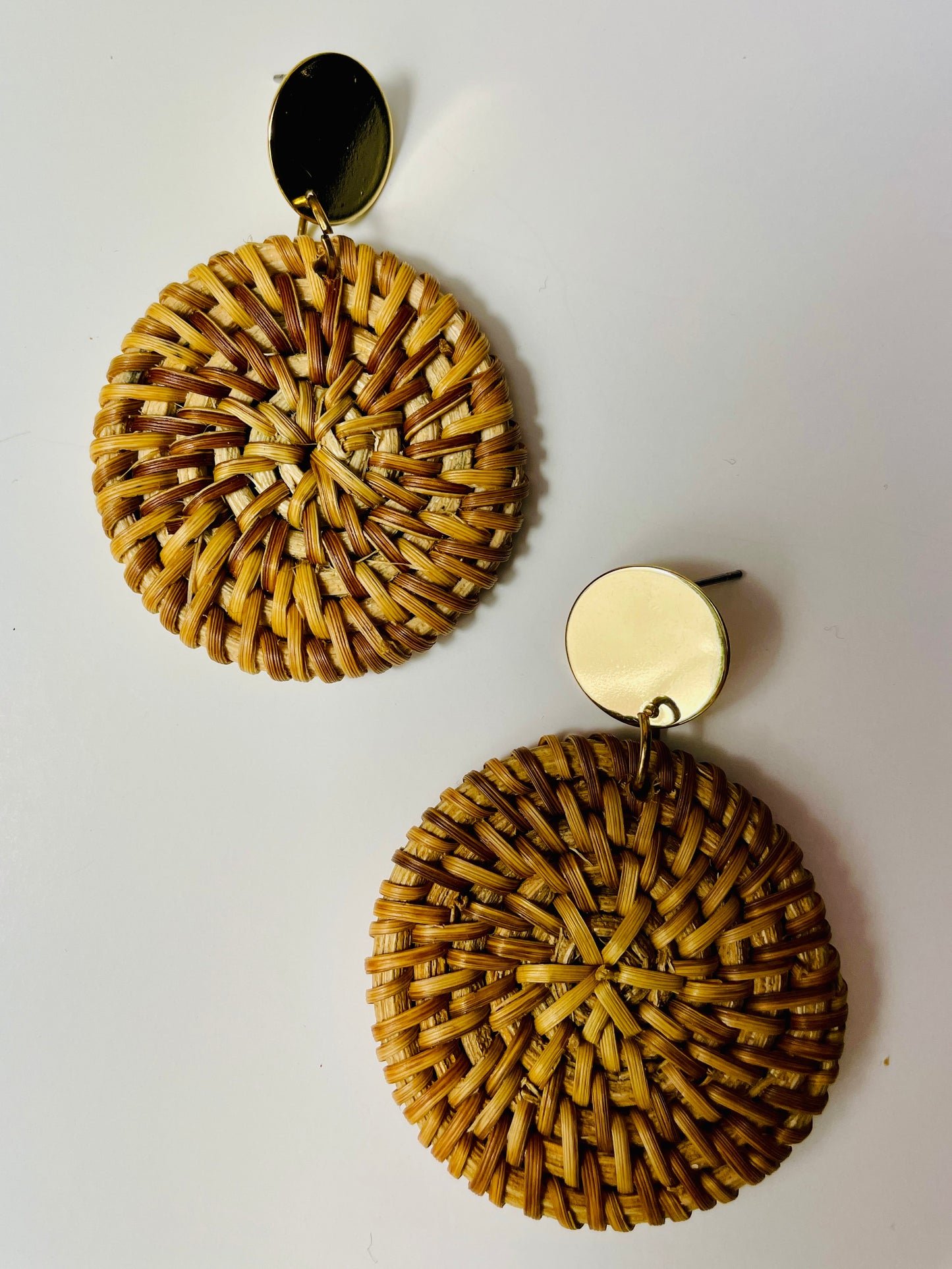 Circular Straw Drop Earrings