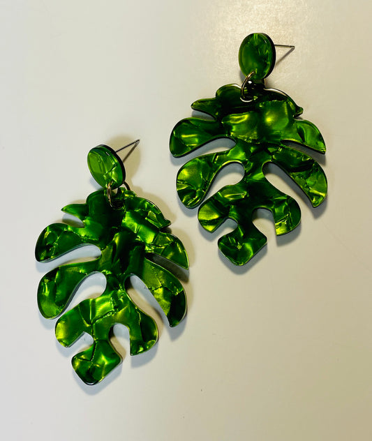 Tropical Leaf Drop Earrings